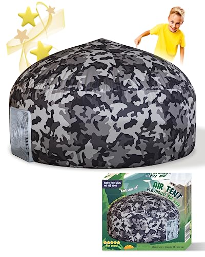 Skywin Luftzelt-Spielhaus für Kinder (Camo Dunkelgrau) – 160 x 101 cm, aufblasbares Kinderzelt, lässt sich in Sekunden aufbauen und verstauen (Ventilator nicht im Lieferumfang enthalten) von Skywin