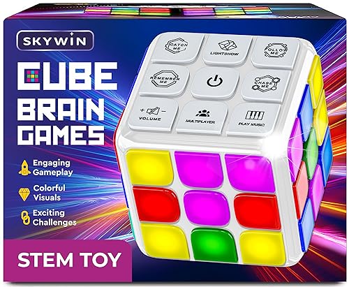 Skywin Puzzle Cube Game (Weiß) - Blinkender Würfel Handheld Elektronische Spiele Stem Spielzeug - Lustige Gedächtnisspiele & Gehirnspiele für Erwachsene und Kinder von Skywin