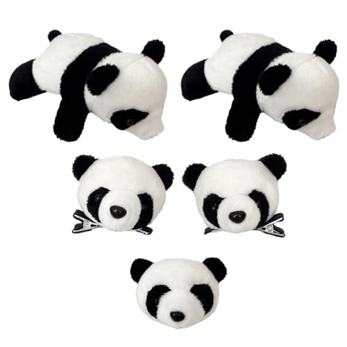 Slakerbe 4PCS Panda-Haarband für Damen,Haarschmuck Brosche Haarspangen Haar Karte Stirnbänder Süße Panda-HaarreifenHaarreif Stirnbänder Mit Panda-ohren Headband Kopfband für Mädchen Kinder von Slakerbe