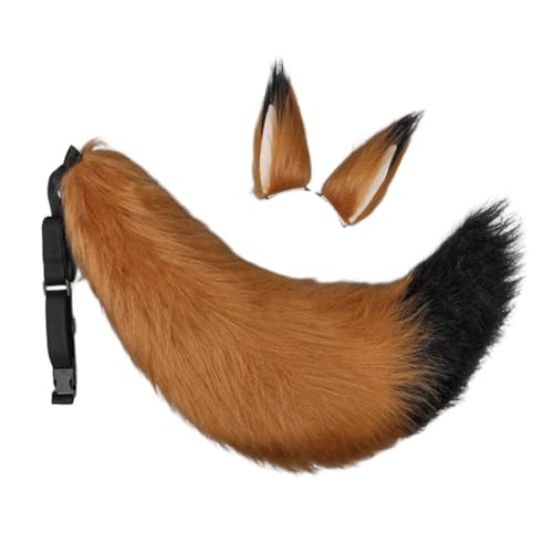 Slakerbe Plüsch und Wolf Ohren Haarspangen Unisex Design Requisiten Cartoon Stil Schwanz Kostüm Zubehör für Kostüm Liebhaber von Slakerbe