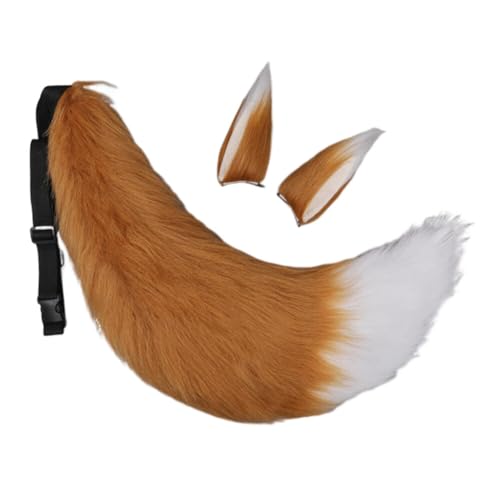 Slakerbe Plüsch und Wolf Ohren Haarspangen Unisex Design Requisiten Cartoon Stil Schwanz Kostüm Zubehör für Kostüm Liebhaber von Slakerbe