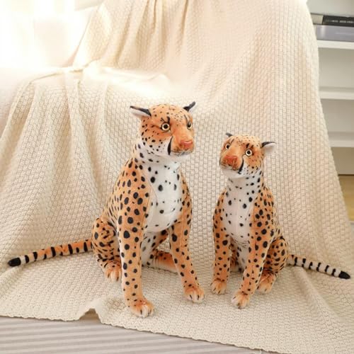 SldJa Simulation Sitzhaltung Leopard Plüschtier Lebensechte Tierpuppe Spielzeug für Kinder Geschenk 66cm 1 von SldJa