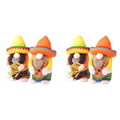 Slicooken 2X Fiesta GNOME Paar Tomte für Mexikaner Taco Dienstag Zwerg Gift Nisse Abgestufte Tablett Dekoration für die KüChe von Slicooken