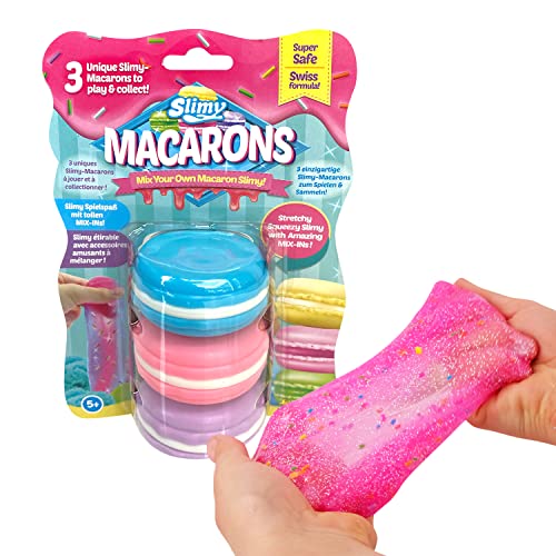 SLIMY Macarons 3 x 50g in Blau, Rosa & Lila - Original Slime Set mit verschiedenen Spielmassen, Glitzer und Streusel zum Einkneten, Spielspaß für Kinder, elastische Spielknete (Spielzeug ab 3 Jahre) von Slimy