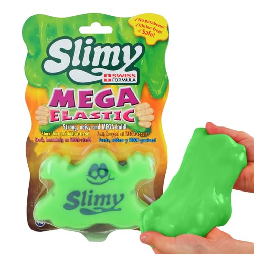 SLIMY Mega Elastic 150g - Original Mega Slime Spielmasse für Kinder, Spielspaß mit superdehnbarem Schleim in der Original Slimy Dose, elastische Spielknete (Spielzeug ab 3 Jahre), Farbe:Grün von Slimy