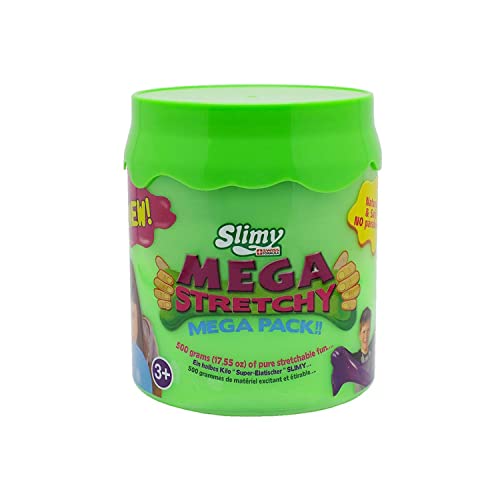 SLIMY Mega Stretchy 500g - Original Slimy Mega Slime Spielmasse für Kinder, extrem dehnbarer Schleim in der Geschenkbox, elastische Spielknete als Kindergeschenk, Farbe:Grün von Slimy