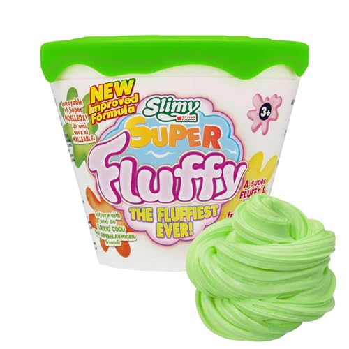 SLIMY Super Fluffy 100g Grün Spielmasse im Becher - der flaumigste Original Slimy Slime, lustig duftende Schleim Knete für Kinder von Slimy