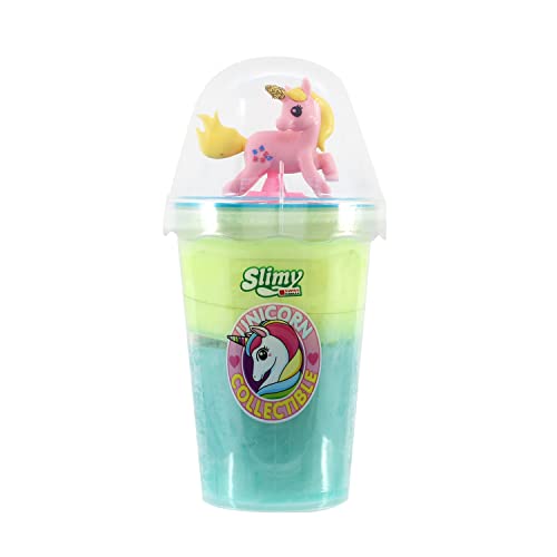 SLIMY Unicorn Collectible Türkis/Gelb- 155g Original Slimy Slime Spielmasse, sicherer Spielspaß für Kinder mit Schleim in Zwei Farben inkl. lustiger Einhorn Sammelfigur (Spielzeug ab 5 Jahre) von Slimy