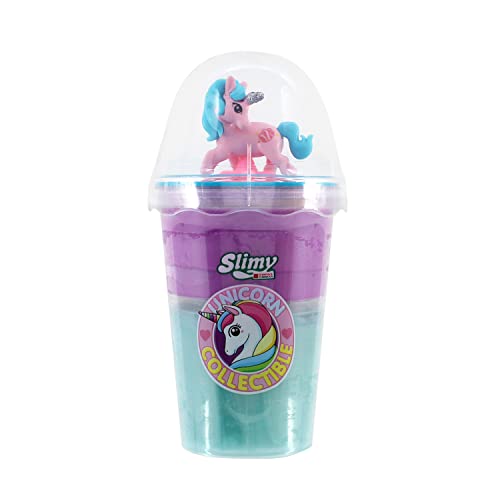 SLIMY Unicorn Collectible Türkis/Lila- 155g Original Slimy Slime Spielmasse, sicherer Spielspaß für Kinder mit Schleim in Zwei Farben inkl. lustiger Einhorn Sammelfigur (Spielzeug ab 5 Jahre) von Slimy