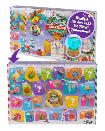 SLIMY Adventskalender Limited Edition mit 24 verschiedenen Spielmassen - Original Slime Geschenk-Set, weihnachtlicher Spielspaß für Kinder mit Schleim (ab 3 Jahren) von Slimy