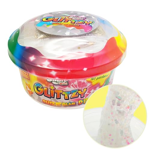 Slimy Glittzy DIY - Original Slime Spielmasse für Kinder, der glitzerndste Schleim Aller Zeiten zum Selbermischen, elastische Spielknete (Spielzeug ab 3 Jahre), Farbe:Weiß von Slimy