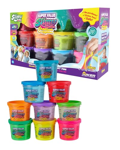 Slimy Super Value 12-Pack - Original Slime Set mit 3 verschiedenen Spielmassen in 9 Farben, maximaler Spielspaß für Kinder mit 1272g Schleim und elastischer Spielknete von Slimy