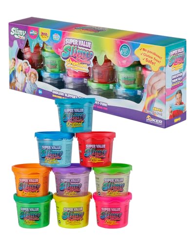 Slimy Super Value 18-Pack - Original Slime Set mit 3 verschiedenen Spielmassen in 9 Farben, maximaler Spielspaß für Kinder mit 900g Schleim und elastischer Spielknete von Slimy