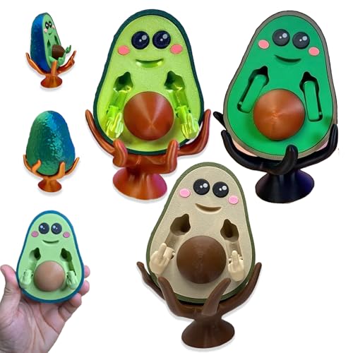 3D-gedrucktes „Fck-you-cado“, 3D-gedruckte „Bad Avocado“, 3D-gedruckte Figur, lustige Mittelfinger-Statue, verlängerter Mittelfinger, 3D-gedrucktes Avocado-Spielzeug für Ihre Freunde, Familie (3 PCS) von Slipasikao