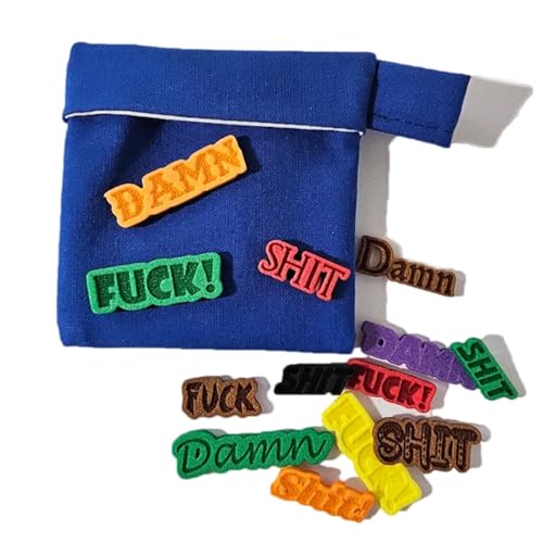 Ausgeschnittene Wörter aus Schaumstoff in handgemachter Tasche, kleine Tasche mit Fucks to Give-Beutel, Shits to Give, Fucks to Give, Damns to Give, lustiges Fuck-Gag-Geschenk (Blue,Damns to Give) von Slipasikao