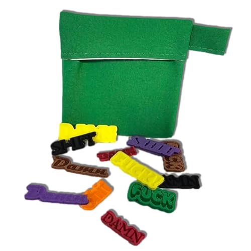 Ausgeschnittene Wörter aus Schaumstoff in handgemachter Tasche, kleine Tasche mit Fucks to Give-Beutel, Shits to Give, Fucks to Give, Damns to Give, lustiges Fuck-Gag-Geschenk (Green,Damns to Give) von Slipasikao