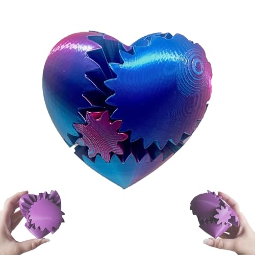 Herz-Zappelspielzeug – 3D-Gedruckter Zahnradball-Drehball, Zahnradkugel – Steampunk-Wirbel-Wunder-Zappel-Zappelball, 3D-gedrucktes gedrehtes Herz, Stressball, Herz-Zappelkugel (Blue) von Slipasikao