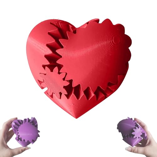 Herz-Zappelspielzeug – 3D-Gedruckter Zahnradball-Drehball, Zahnradkugel – Steampunk-Wirbel-Wunder-Zappel-Zappelball, 3D-gedrucktes gedrehtes Herz, Stressball, Herz-Zappelkugel (Red) von Slipasikao