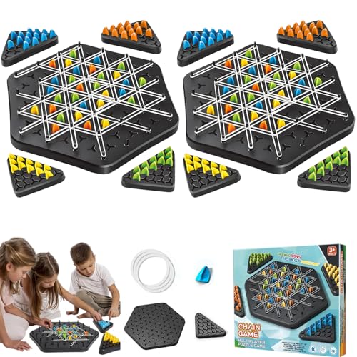 Kettendreieck-Schachspiel, Triggle-Gummibandspiel, Triggle-Brettspiel, interaktive Eltern-Kind-Spiele, Puzzlespiele zur Gebietseroberung, Strategie-Brettspiel für 2 bis 4 Spieler (2 PCS) von Slipasikao