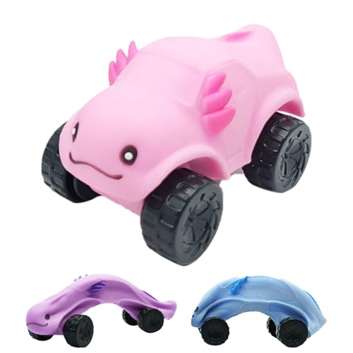 Knetbares, verformtes Lernspielzeugauto, Quetschgummispielzeugauto, Stretch-Squish-Fidget-Sensorikspielzeug, Stressabbau-Quetschspielzeugautos für Kinder und Erwachsene (Rosa Axolotl) von Slipasikao