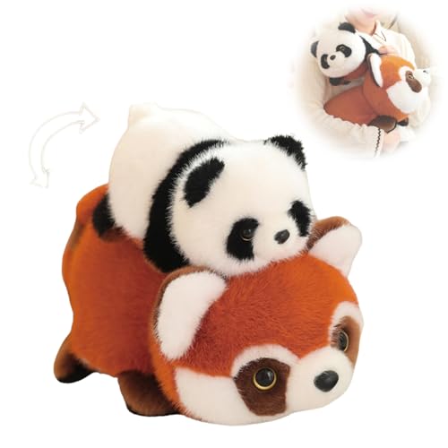 Slipasikao Verwandelbares Plüschtier, Waschbär in Panda-Plüschtier verwandeln, rote Panda-Puppe, Waschbär-Plüschpuppenkissen, süßes Flip-Transformationsspielzeug (13.8in) von Slipasikao