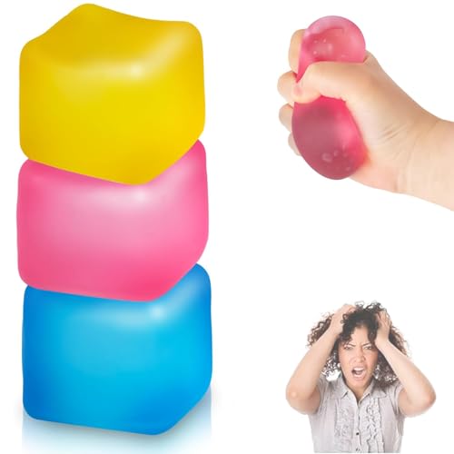 Stresswürfel, Netter Würfel, Zappel-Eiswürfel, Stressbälle, Stress-Eiswürfel, sensorisches Spielzeug, zur Linderung von Angstzuständen bei Autismus und ADHS, für Kinder und Erwachsene (3 PCS) von Slipasikao