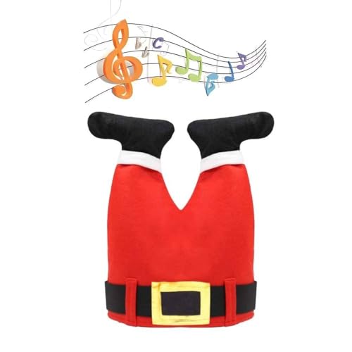 Weihnachtsmütze, singende tanzende Weihnachtsmannmütze, Plüschmütze mit Weihnachtsmannbeinen, Lange gestreifte Mütze, originelle Weihnachtsmütze für Weihnachtsfeiern (Singing Dancing Santa Hat) von Slipasikao