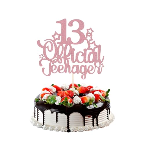 2Stück 13.Geburtstag Tortendeko Roségold Offiziell Teenager 13 Cake Topper Glitzer Deko 13. Geburtstag Cupcake Toppers Official Teenager Cupcake für 13. Geburtstag Kuchendeko Dekoration Mädchen Jungen von Sliverdew