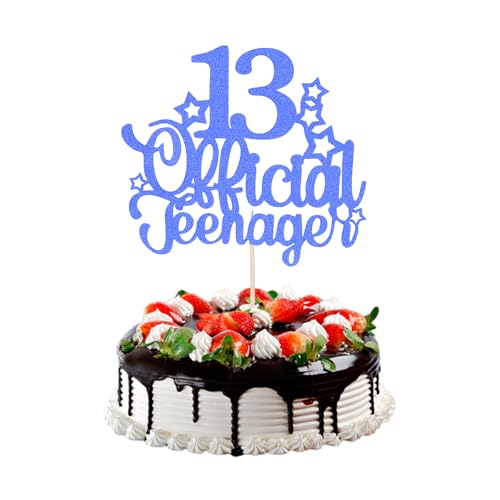 2 Stück 13.Geburtstag Tortendeko Blau 13 Offizielle Teenager 13. Geburtstag Kuchen Topper Glitter, Tortendeko 13. Geburtstag, Glitzernder offizieller Teenager 13 Cake Toppe für 13. Mädchen Jungen von Sliverdew