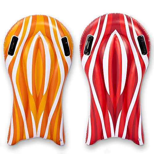 SLOOSH 2 Stück Aufblasbare Boogie-Boards für Schwimmen, Kinderschwimmbecken, Schwimmen Lernen Wasserbretter, Bodyboard Kinder, Luftmatratze Wasser Kinder, Surfbrett aufblasbar von Sloosh