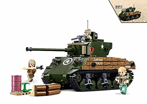 Sluban Klemmbausteine M38-B1110 WWII-M4A3 (76W) Medium Tank von Sluban Klemmbausteine