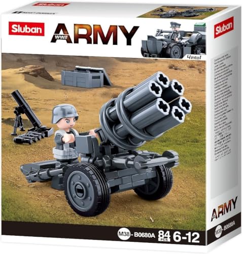 Sluban Klemmbausteine SL07170, WWII - Mini-Set Raketenwerfer (76 Teile) [B0680A], Spielset , Klemmbausteine, Soldaten, mit Spielfigur, Army WWII, bunt von Sluban Klemmbausteine