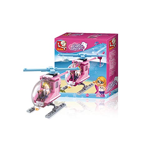 Sluban SL07055, Mini-Bauset Hubschrauber (78 Teile) [M38-B0600D], Spielset, Klemmbausteine, City, mit Spielfigur, Mädchenträume Sluban_M38-B0600D, Mehrfarbig von Sluban Klemmbausteine