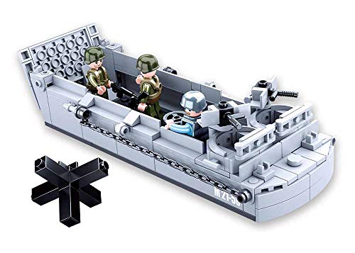 Sluban Klemmbausteine WWII - Landungsboot (182 Teile) [M38-B0855], Spielset, Klemmbausteine, Soldaten, mit Spielfigur, Army WWII, bunt, SL95715 von Sluban Klemmbausteine