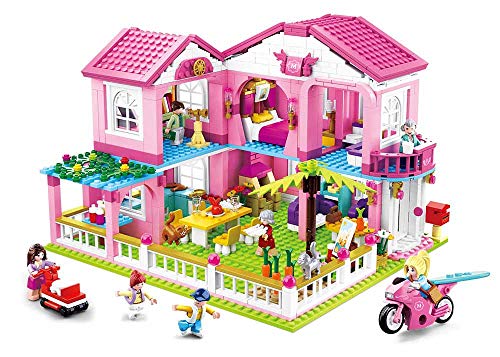 Luxusvilla (896 Teile) [M38-B0721], Spielset, Klemmbausteine, Girls Dream, mit Spielfigur, Für Kinder ab 4 Jahren, Mädchenträume, Sluban SL95591 von Sluban Klemmbausteine