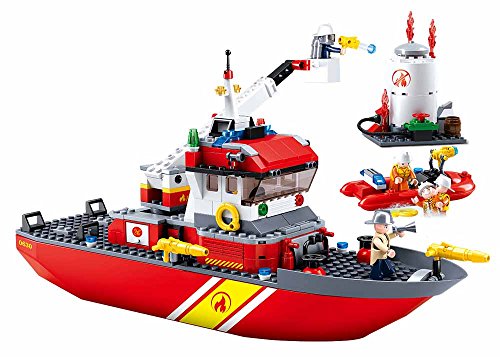 Sluban Klemmbausteine SL95400, Löschboot mit Öltank (405 Teile) [M38-B0630], Spielset , Klemmbausteine, Rettungskräfte, mit Spielfigur, Feuerwehr Sluban_M38-B0630, merhfarbig von Sluban