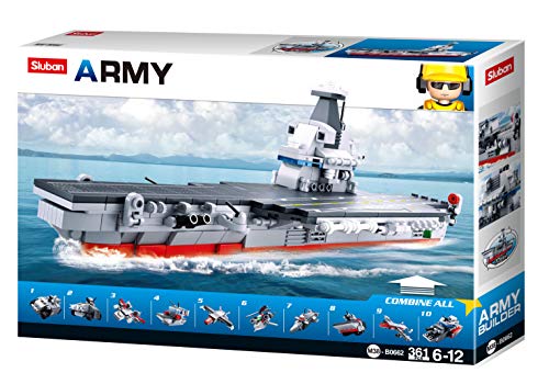 Sluban M38-B0662 Army-10, Army-10-in-1 Aircraft Carrier (Geschenkbox), 361 Stück, Mehrfarbig von Sluban