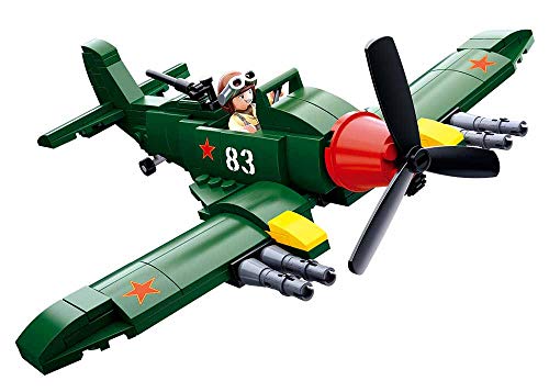 WWII - Alliierter Jagdbomber [M38-B0683], Spielset , Klemmbausteine, Soldaten, mit Spielfigur, Army WWII, Sluban SL95555, Für Kinder ab 4 Jahren, 170 Stück von Sluban Klemmbausteine