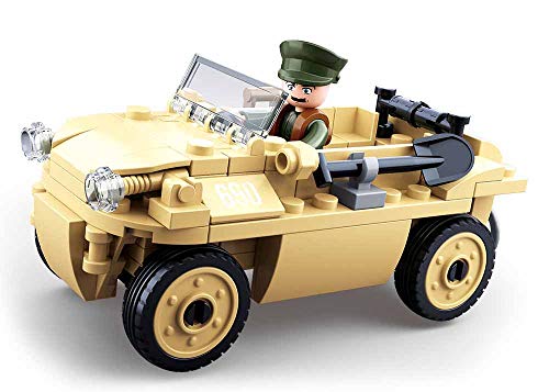 Sluban Klemmbausteine SL95561, WWII - Amphibienfahrzeug (103 Teile) [B0690], Spielset , Klemmbausteine, Soldaten, mit Spielfigur, Army WWII, M38-B0690, multi color von Sluban Klemmbausteine