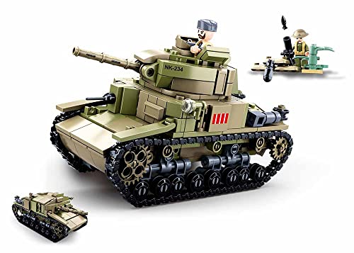 Sluban Klemmbausteine M38-B0711 SL95581, WWII - Mittlerer Ital. Panzer (463 Teile) B0711, Spielset , Klemmbausteine, Soldaten, mit Spielfigur, Army WWII von Sluban Klemmbausteine