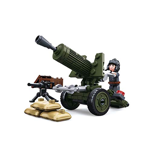 Sluban SL07122, WWII - Mini-Bauset Flak (88 Teile) [M38-B0678A], Spielset, Klemmbausteine, Soldaten mit Spielfigur, Army WWII, 4 Jahre, bunt von Sluban Klemmbausteine