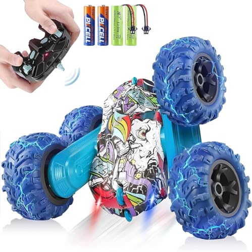 Ferngesteuertes Auto, 2.4Ghz Doppelseitig 360° drehbare RC Stunt Crawler mit Scheinwerfern, 4WD Off Road Drift RC Auto Spielzeug Geschenke für Mädchen und Jungen 6-12 von SmHePri