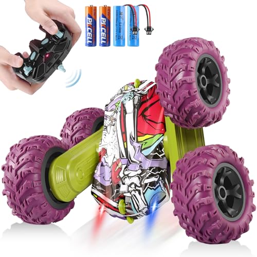 Ferngesteuertes Auto, 2.4Ghz Doppelseitig 360° drehbare RC Stunt Crawler mit Scheinwerfern, 4WD Off Road Drift RC Auto Spielzeug Geschenke für Mädchen und Jungen 6-12 von SmHePri