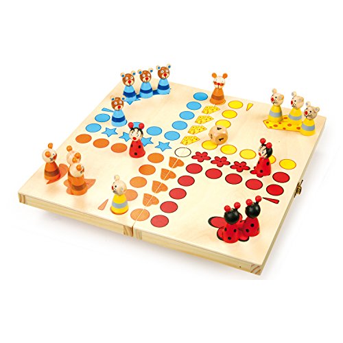 Small Foot Ludo Tiere aus Holz, Gesellschaftsspiel für Groß und Klein, mit Tierchen-Spielfiguren, ab 4 Jahren, 7358 Toys, L von Small Foot