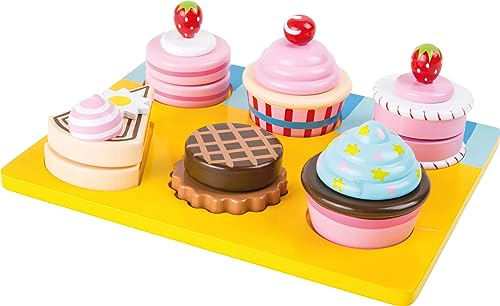 small foot Schneide Cupcakes und Torten aus Holz, mit Klettverschluss individuell kombinierbar, ab 3 Jahren, 10149 von Small Foot