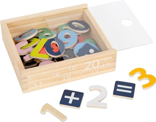 small foot Magnet Holzkiste "Educate" aus Holz, 40 Teile zum Rechnen und Zahlen lernen, für Kinder ab 3 Jahren, 10731, Grün, Gelb, Blau, Rosa, Rot von Small Foot