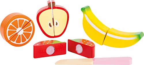 small foot Schneide Obst-Set aus Holz, Kinderküche und Kaufmannsladen-Zubehör, für Kinder ab 3 Jahren, Essen 10892, Orange, S von Small Foot