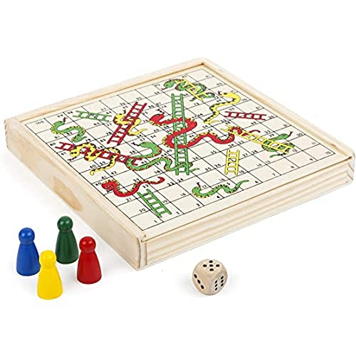 small foot Schlangen und Leiter-Spiel to go aus Holz, 100% FSC Zertifiziert, Holzbox zum Mitnehmen, Art.-Nr. 112211 von Small Foot