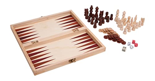 Small Foot Spielesammlung Spieleklassiker 3 in 1 im Holzkoffer, mit Schach, Dame und Würfelspielen, 2 Spieler, Disney 3453 von Small Foot