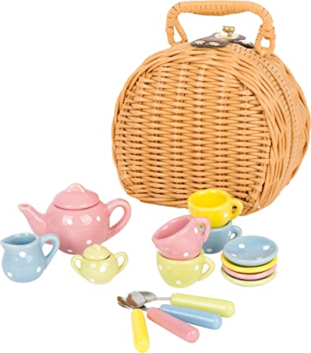 Legler small Foot Picknickkorb Teeservice, Rollenspiel für Kinder, Teeset inkl. Puppengeschirr, ab 3 Jahren, 17-teilig, 5313 von Small Foot